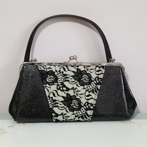 Retro Black sparkly vinyl purse